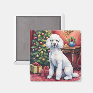 Elegant Pudel Vid Julgran Jul Hund Magnet