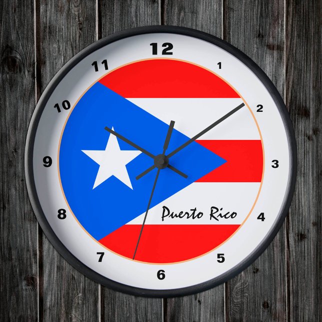 Elegant Puerto Rico, Puerto Rican Flagga/House Rund Klocka (Skapare uppladdad)
