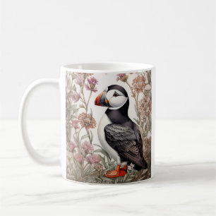 Elegant Puffin William Morris Inspired Blommigt Kaffemugg