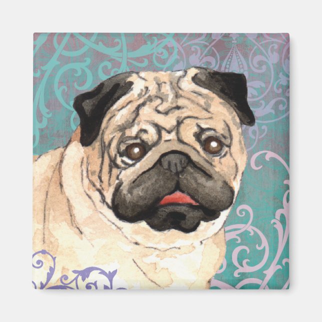 Elegant Pug Magnet (Framsidan)