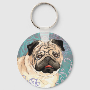 Elegant Pug Nyckelring