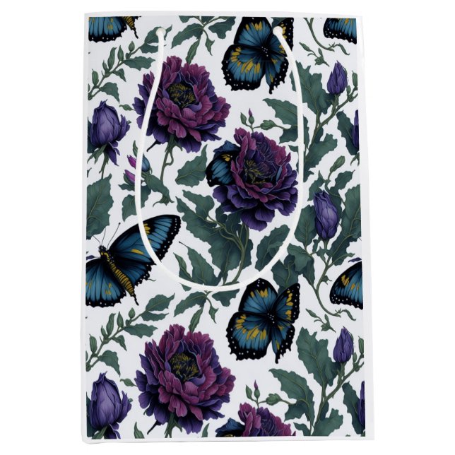 Elegant Pum lila magenta blommigt Butterflulies (Framsidan)