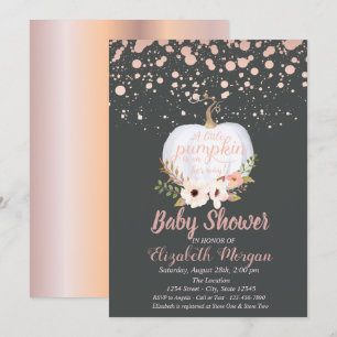 Elegant Pumpa, Blommig, Rose Guld Baby Shower Inbjudningar