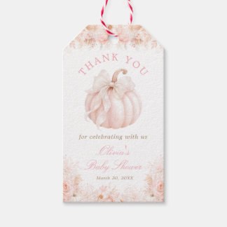 Elegant Pumpa Bow Baby Shower Tacksamhetskort Presentetikett