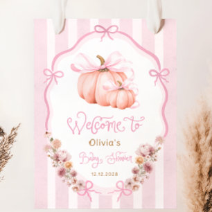 Elegant Pumpa Höst Tjej Bebis Shower Välkommen Poster