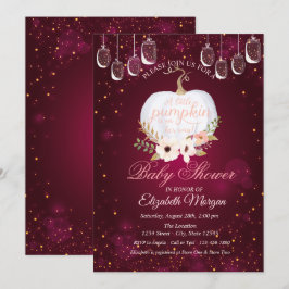 Elegant pumpa,Ljus,Blommig burgunder baby shower Inbjudningar