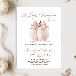 Elegant Pumpa rosa Bow Baby Shower Inbjudan