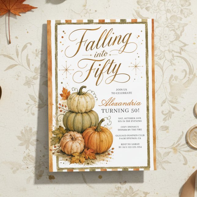 Elegant pumpa som faller ner på 50-årsdagen inbjudningar (Skapare uppladdad)