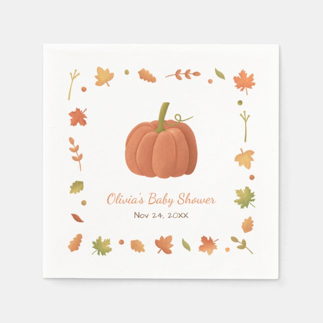 Elegant Pumpkin Baby Shower Napkins Pappersservett (Framsidan)