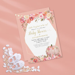Elegant Pumpkin Baby Shower Ro Guld Inbjudningar