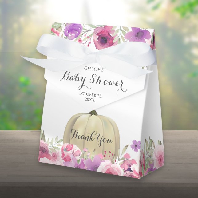 Elegant Pumpkin Blommigt Baby Shower Presentaskar (Elegant Pumpkin Floral Baby Shower Favor Box)