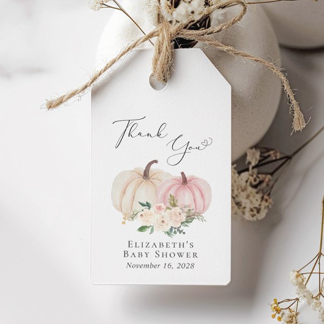 Elegant Pumpkin Blommigt Flicka Shower Presentetikett (Skapare uppladdad)