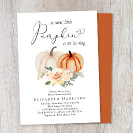 Elegant Pumpkin Blommigt Watercolor Baby Shower Inbjudningar