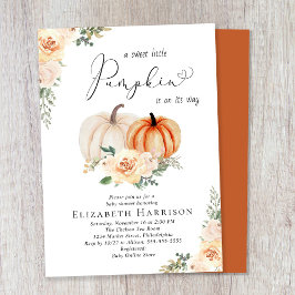 Elegant Pumpkin Blommigt Watercolor Baby Shower Inbjudningar