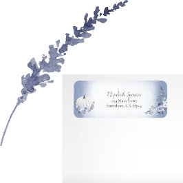 Elegant Pumpkin Dusty Blue Blommigt Returadress Returadress Etikett