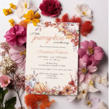 Elegant Pumpkin Fall Autumn Blommigt Baby Shower