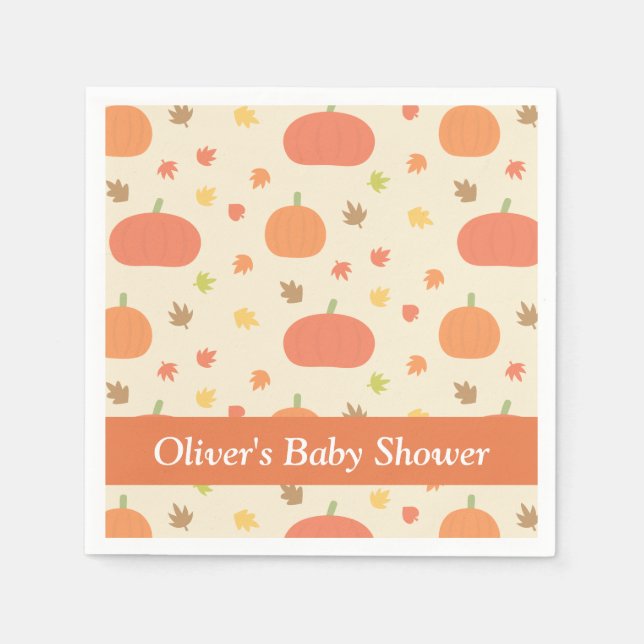 Elegant Pumpkin Fall Baby Shower Napkins Pappersservett (Framsidan)