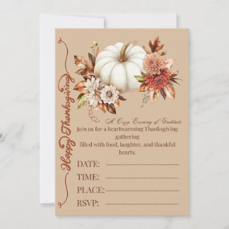 Elegant Pumpkin Fall Floral Invitation Inbjudningar