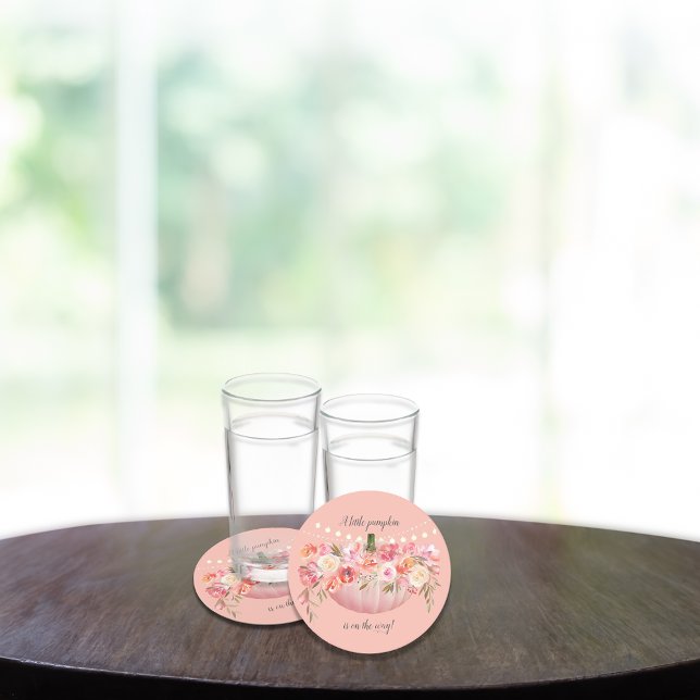 Elegant Pumpkin Flicka Shower Underlägg Papper Rund (Skapare uppladdad)