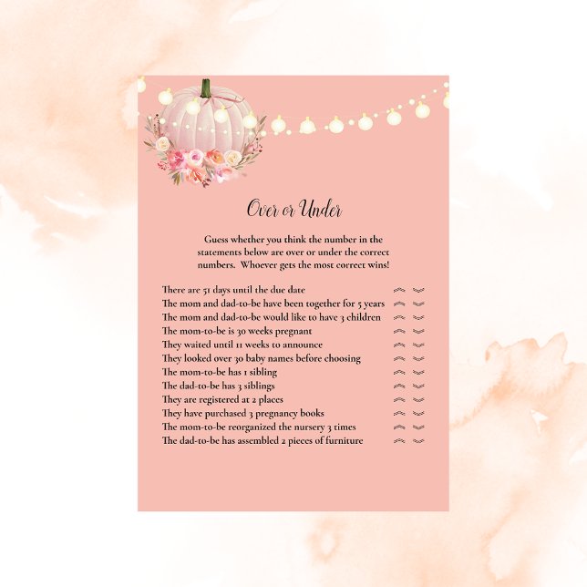 Elegant Pumpkin over eller under babyvisningsspel Inbjudningar (Skapare uppladdad)