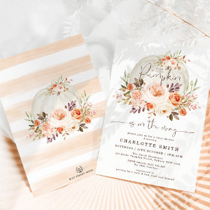 Elegant Pumpkin Pastel Fall Flowers Baby Shower Inbjudningar