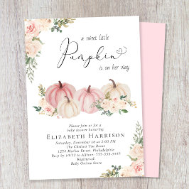 Elegant Pumpkin Rosa Blommigt Flicka Shower Inbjudningar