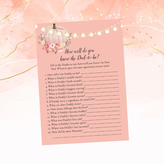 Elegant Pumpkin som känner Pappa bästa Shower-spel Inbjudningar (Skapare uppladdad)