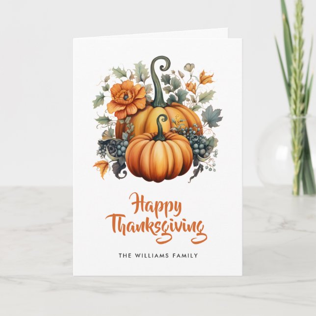 Elegant Pumpkins Photo Happy thanksgiving Card Kort (Framsida)