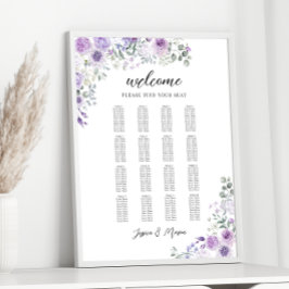 Elegant Puple Lilac Blommigt Bröllop Sittdiagram f Poster