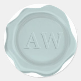 Elegant Purist Blue Monogram Bröllop Vax säl Runt Klistermärke