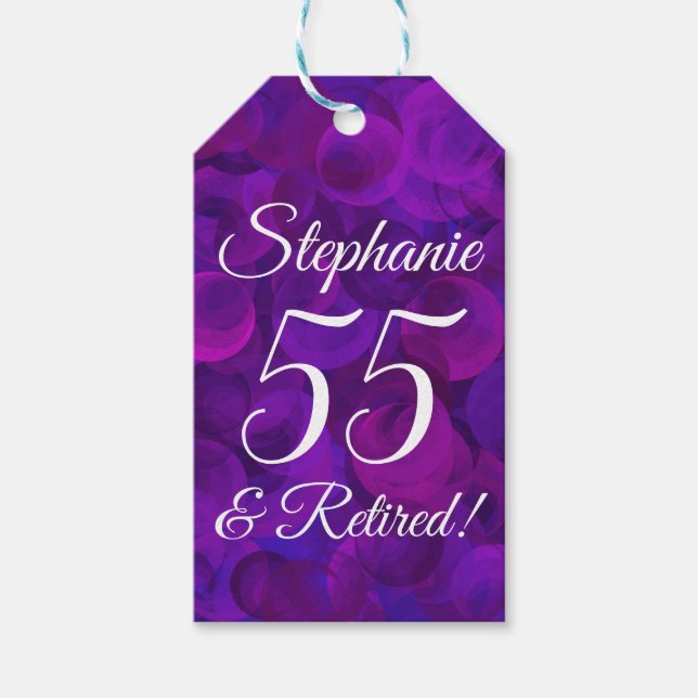 Elegant Purple 55 och Pensionerad Pensionering Presentetikett (Framsidan)