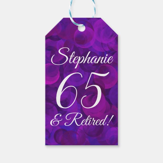Elegant Purple 65 och Pensionerad Pensionering Presentetikett (Framsidan)