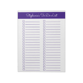 Elegant Purple 8.5x11 Two Column Checklist Anteckningsblock