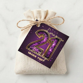 Elegant Purple Amethyst Gold 21st Birthday Party Gåvor Etiketter