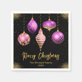 Elegant Purple and Gold Ornament Christmas Pappersservett