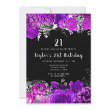 Elegant Purple and Silver Flowers Birthday Party