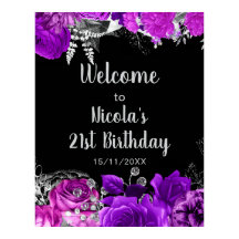 Elegant Purple and Silver Flowers Birthday Party 