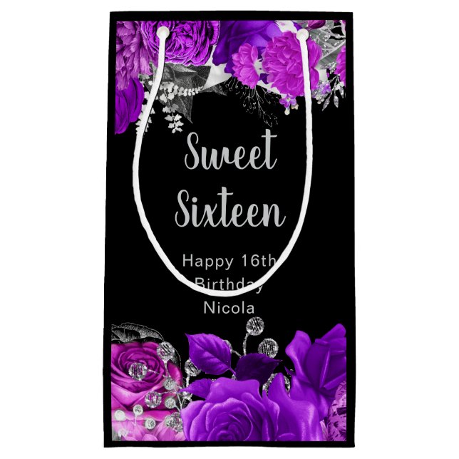Elegant Purple and Silver Flowers Sweet Sixteen (Framsidan)