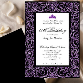 Elegant Purple Border 18th Birthday Debut Inbjudningar