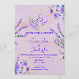 Elegant Purple Botanical Wedding Invitation Inbjudningar