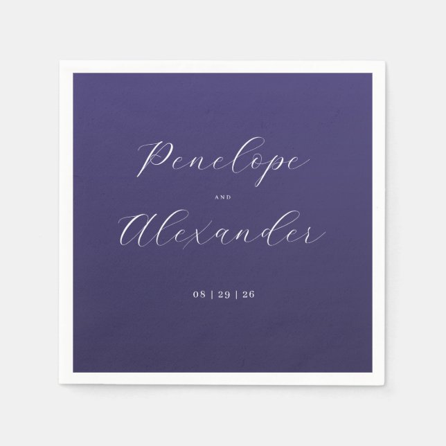 Elegant Purple Calligraphy Pappersservett (Framsidan)