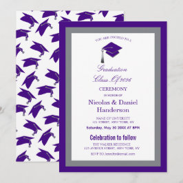 Elegant purple caps graduation ceremony invitation inbjudningar