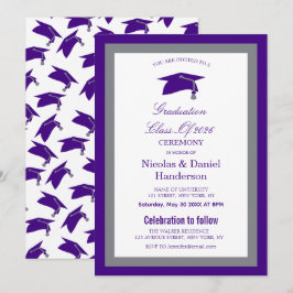 Elegant purple caps graduation ceremony invitation inbjudningar
