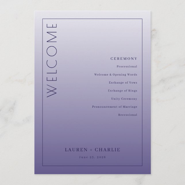 Elegant Purple Ceremony Program (Framsida)