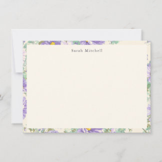 Elegant Purple Cosmos Floral Personalized Notecard Anteckningskort
