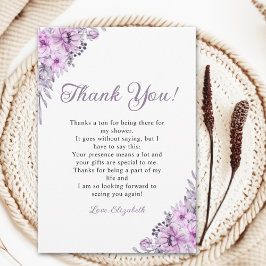 Elegant Purple Floral Bridal Shower Tack Kort