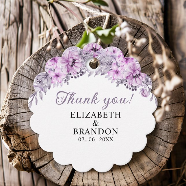 Elegant Purple Floral Decorations Wedding  Gåvor Etiketter (Skapare uppladdad)