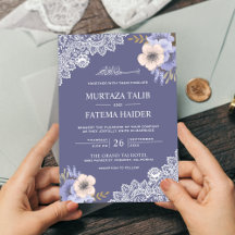 Elegant Purple Floral Lace Islamic Muslim Wedding