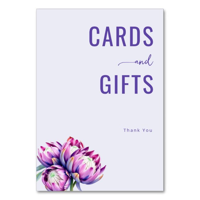 Elegant Purple Floral Minimalist Bordsnummer (Framsidan)