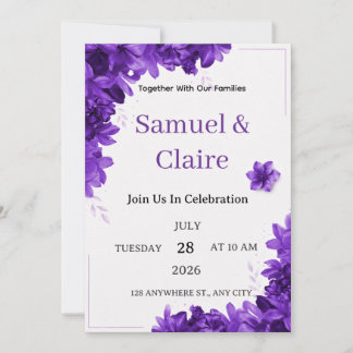Elegant Purple Floral Wedding Invitation Inbjudningar